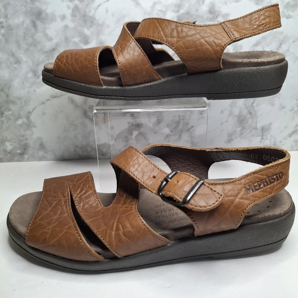 Mephisto Altina Sandals Womens 36 EUR 5.5 /6 US Brown Leather Buckle Comfort - Picture 4 of 15